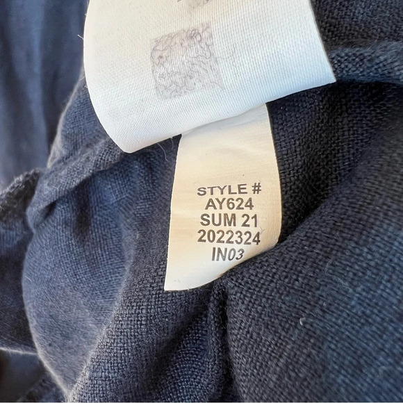 J. Crew Baird McNutt Relaxed Linen Shirt Dress Navy Blue Petite Large Beach - Picture 7 of 7
